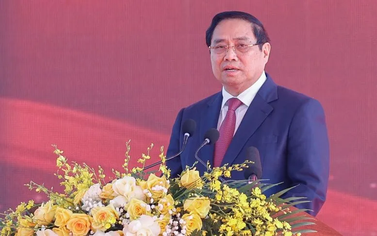 Thủ tướng Chính phủ Phạm Minh Chính phát biểu tại lễ kỷ niệm 120 năm ngày sinh Thủ tướng Phạm Văn Đồng (1/3/1906-1/3/2026) - Ảnh: VGP