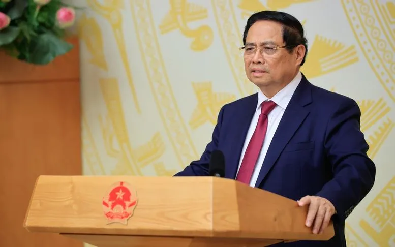 Thủ tướng Phạm Minh Chính chủ trì Phiên họp lần thứ 32 của Ban chỉ đạo chống khai thác hải sản bất hợp pháp. (Ảnh: VGP)