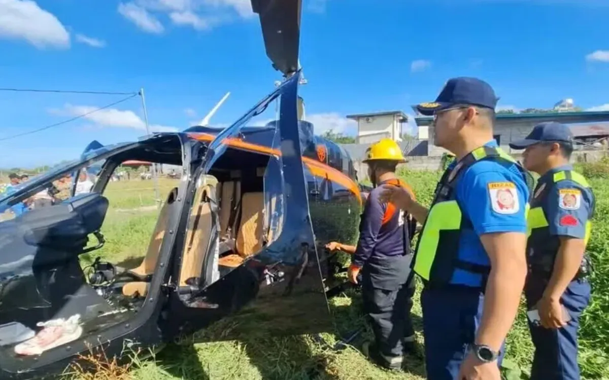 Hiện trường vụ trực thăng rơi tại Philippines xảy ra vào sáng 3/3/2026 (Ảnh: Rizal Provincial Police Offcie) 