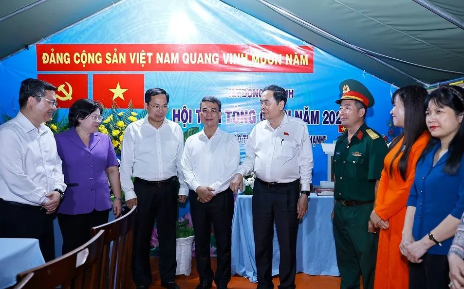Chủ tịch Quốc hội Trần Thanh Mẫn dự đêm trại tòng quân tại xã Đông Thạnh, Thành phố Hồ Chí Minh.
