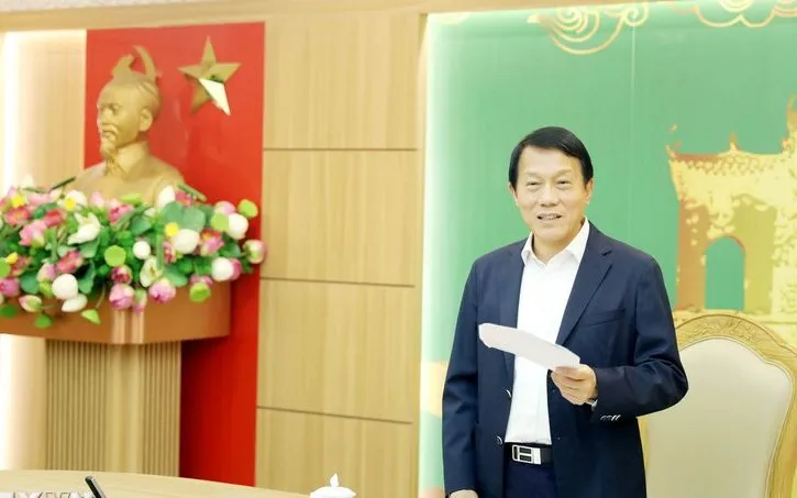 Đại tướng Lương Tam Quang, Ủy viên Bộ Chính trị, Bộ trưởng Bộ Công an, Trưởng Đoàn kiểm tra, giám sát phát biểu.