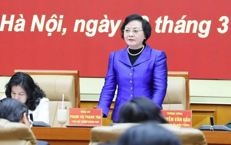 Bí thư Trung ương Đảng, Phó Thủ tướng Phạm Thị Thanh Trà, Trưởng Ban Chỉ đạo quốc gia về tìm kiếm, quy tập và xác định danh tính hài cốt liệt sĩ chủ trì Hội nghị - Ảnh: VGP/Thu Giang