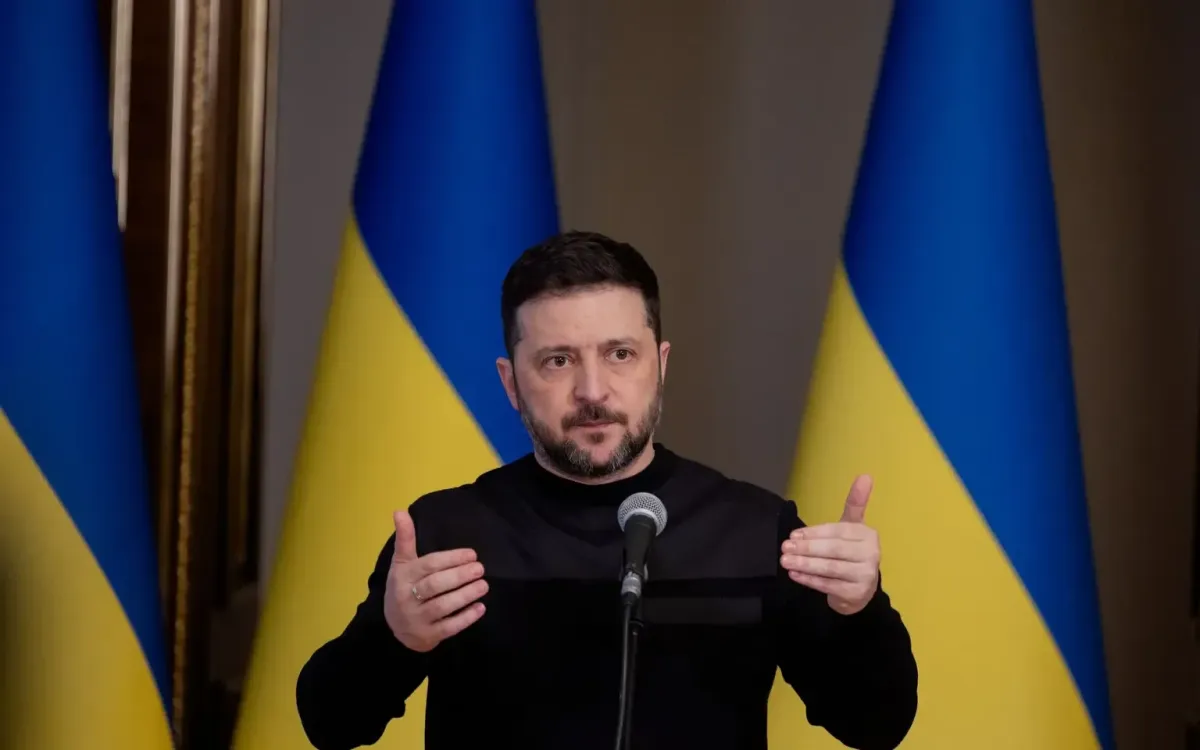 Tổng thống Ukraine Volodymyr Zelensky trong cuộc họp báo ngày 3/3/2026 tại Kiev (Ảnh: AFP)