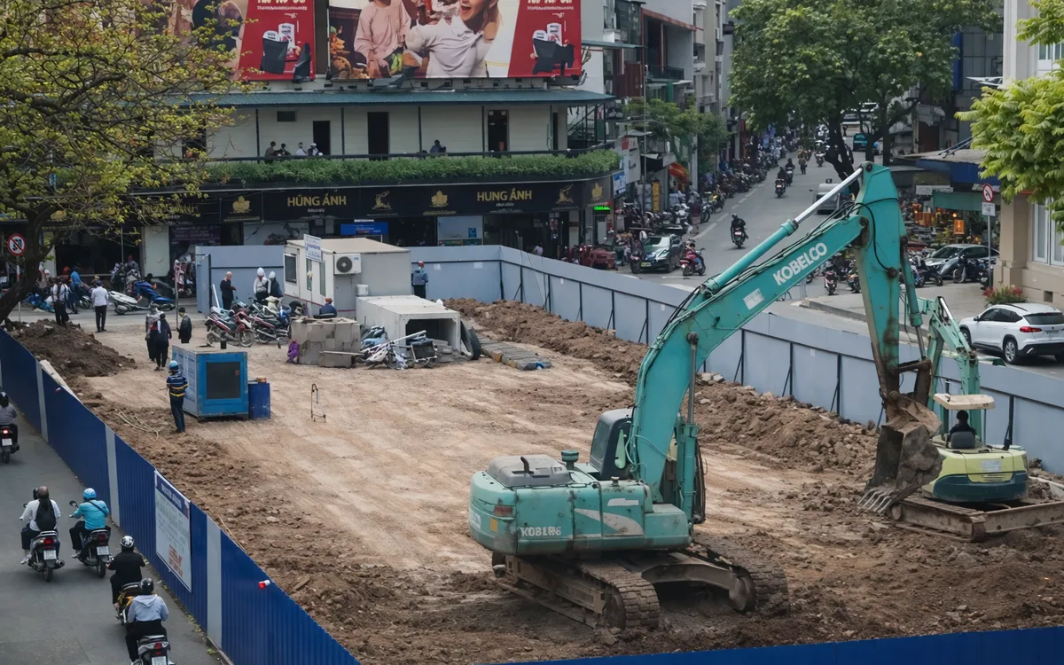 Các đơn vị tập trung thi công xuyên ngày nghỉ, ngày lễ nhằm bảo đảm tiến độ công trình. Ảnh: HNM 