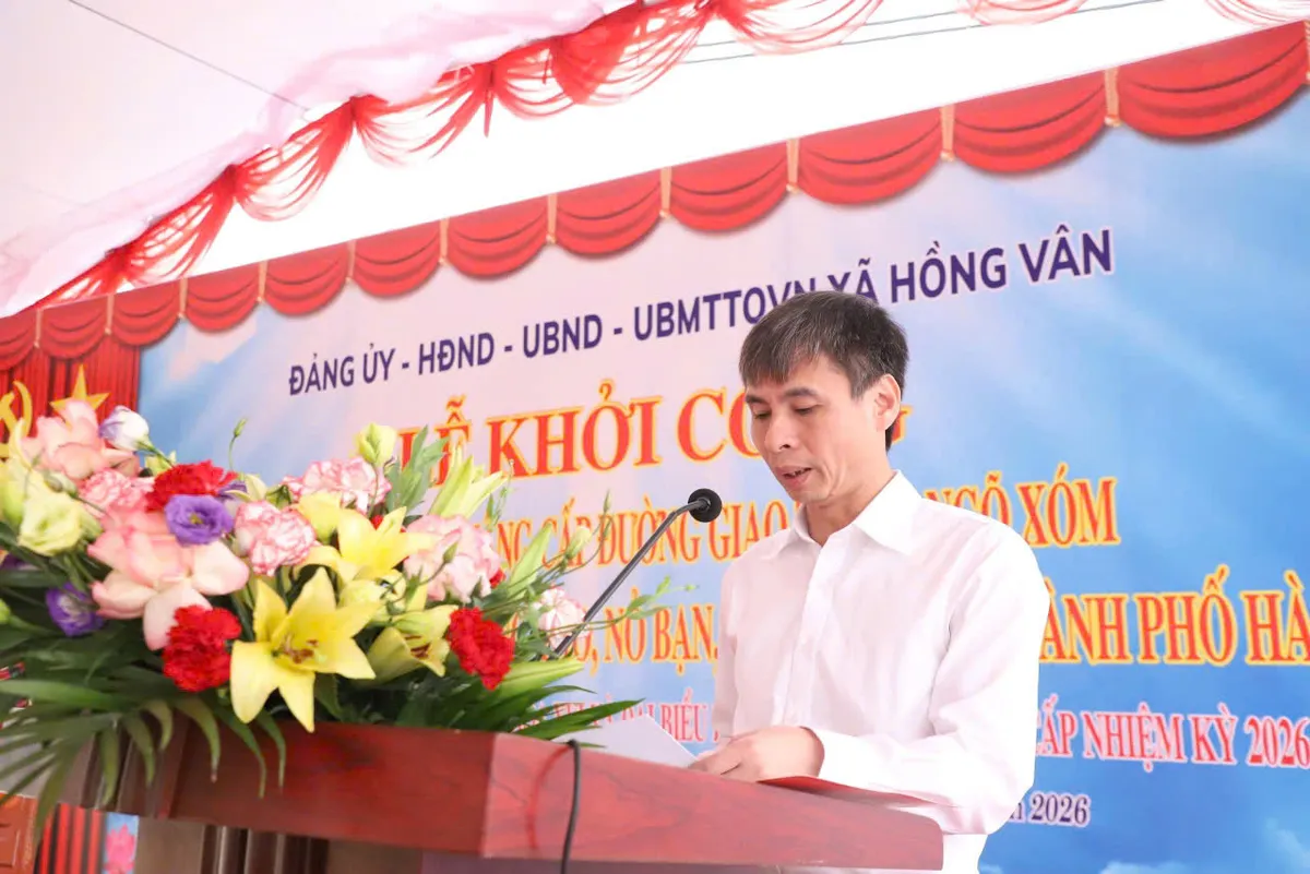 H&agrave; Nội khởi c&ocirc;ng 3 dự &aacute;n giao th&ocirc;ng trọng điểm x&atilde; Hồng V&acirc;n ch&agrave;o mừng bầu cử Quốc hội v&agrave; HĐND c&aacute;c cấp - Ảnh 2.