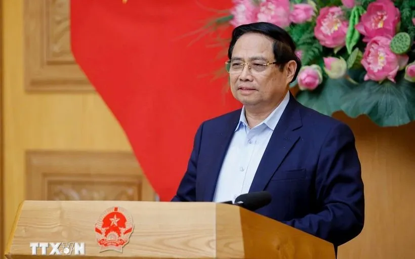 Thủ tướng Phạm Minh Chính họp với Hội đồng Tư vấn chính sách để nghe các ý kiến góp ý về ứng phó với các thách thức hiện nay trong khu vực và trên thế giới. (Ảnh: Dương Giang/TTXVN)