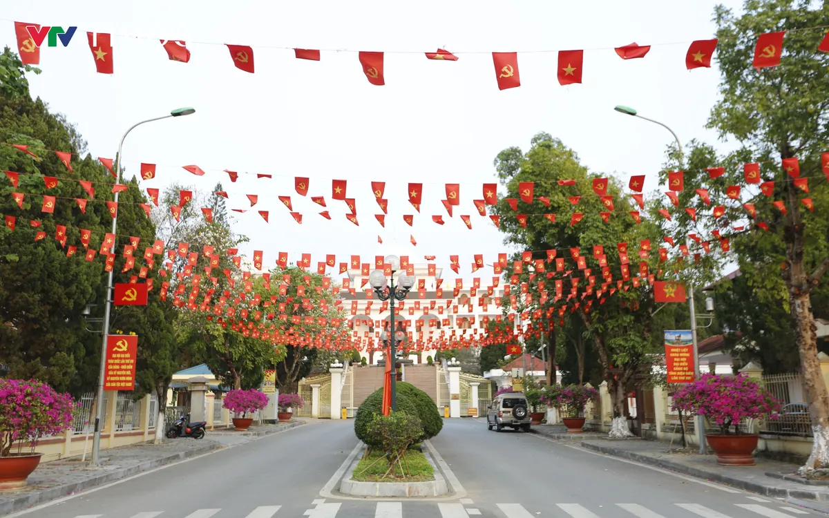 Pa nô tuyên truyền ngày hội non sông được treo ở nhiều tuyến đường trung tâm. Ảnh: Dương Duy