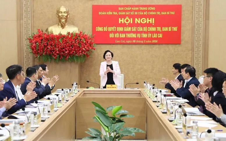 C&ocirc;ng bố quyết định kiểm tra, gi&aacute;m s&aacute;t của Bộ Ch&iacute;nh trị, Ban B&iacute; thư đối với Ban Thường vụ Tỉnh ủy L&agrave;o Cai- Ảnh 1.