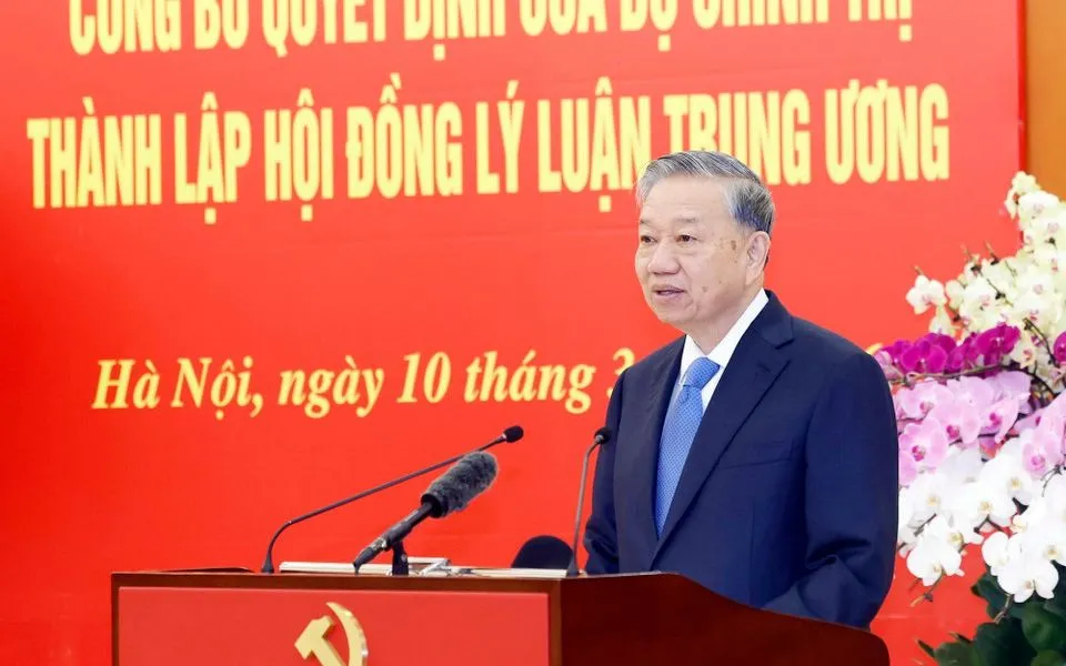  Tổng Bí thư Tô Lâm phát biểu tại lễ công bố Quyết định của Bộ Chính trị về việc thành lập Hội đồng Lý luận Trung ương nhiệm kỳ 2026-2031.
