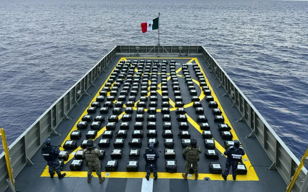 Hải quân Mexico ngày 10/3/2026 cho biết Mỹ và Mexico đã thu giữ vài tấn cocaine từ một con tàu trong một "chiến dịch phối hợp" ở Thái Bình Dương (Ảnh: Mexican Navy)