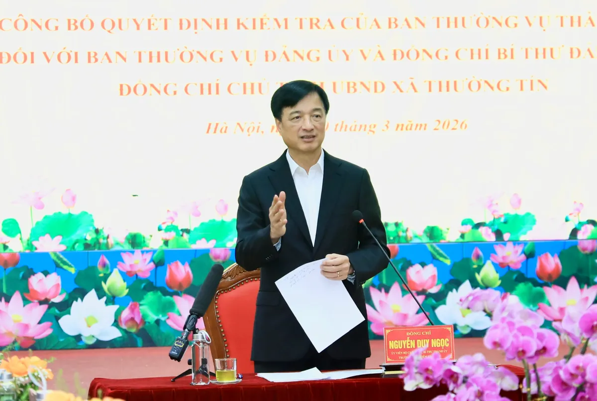 B&iacute; thư Th&agrave;nh ủy H&agrave; Nội kiểm tra c&ocirc;ng t&aacute;c l&atilde;nh đạo v&agrave; chuẩn bị bầu cử tại x&atilde; Thường T&iacute;n, phường Hồng H&agrave; - Ảnh 1.