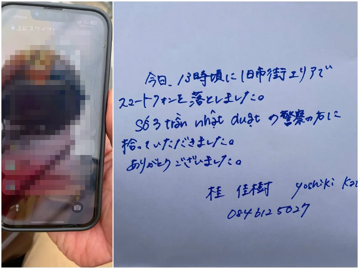 CSGT H&agrave; Nội trao trả điện thoại thất lạc cho du kh&aacute;ch Nhật Bản - Ảnh 1.