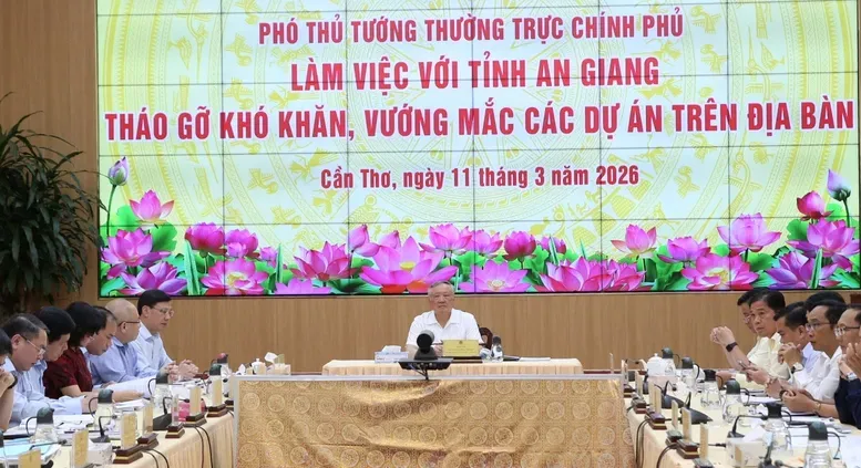 Ph&oacute; Thủ tướng Nguyễn H&ograve;a B&igrave;nh l&agrave;m việc với An Giang về th&aacute;o gỡ vướng mắc cho c&aacute;c dự &aacute;n tồn đọng- Ảnh 1.