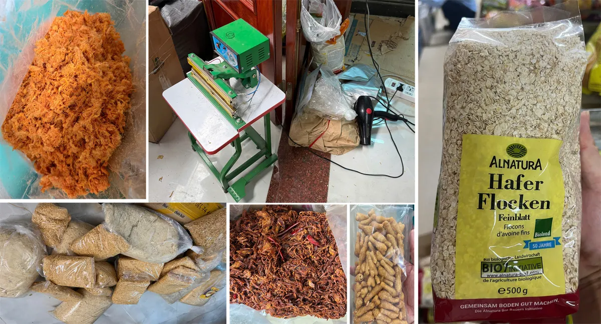 Thu giữ gần 2 tấn ruốc g&agrave;, ruốc lợn, đồ ăn vặt tr&ocirc;i nổi, kh&ocirc;ng r&otilde; xuất xứ ở Thanh H&oacute;a - Ảnh 1.