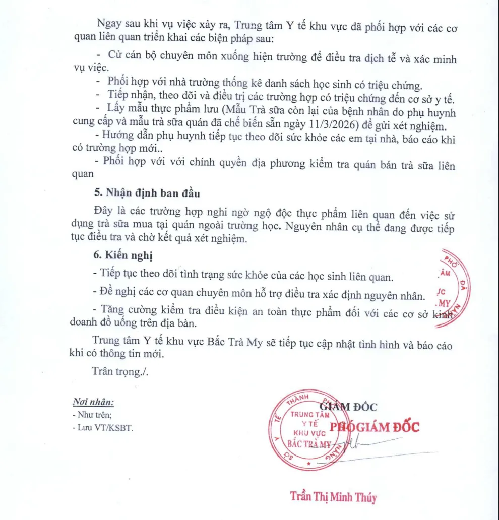 Đ&agrave; Nẵng: 13 học sinh nhập viện nghi ngộ độc sau khi uống tr&agrave; sữa - Ảnh 1.