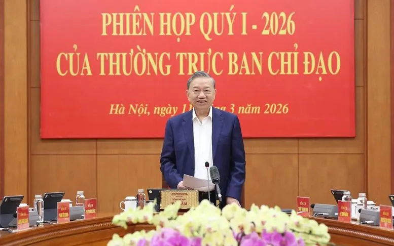 Tổng Bí thư Tô Lâm phát biểu chỉ đạo tại Phiên họp. Ảnh: VGP