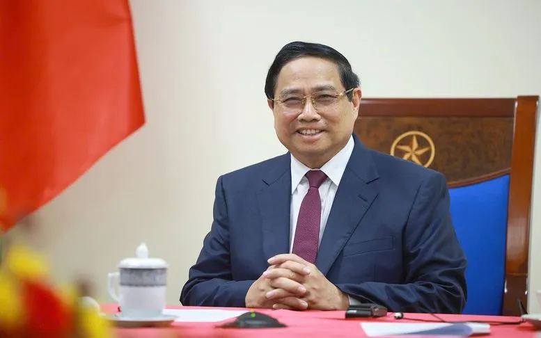 Thủ tướng Chính phủ Phạm Minh Chính điện đàm, trao đổi với Thủ tướng Algeria Sifi Ghrieb (Ảnh: VGP)