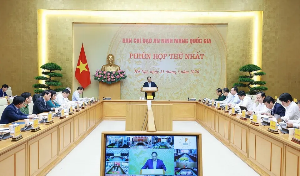 Thủ tướng Phạm Minh Ch&iacute;nh chủ tr&igrave; phi&ecirc;n họp đầu ti&ecirc;n của Ban Chỉ đạo An ninh mạng quốc gia- Ảnh 1.