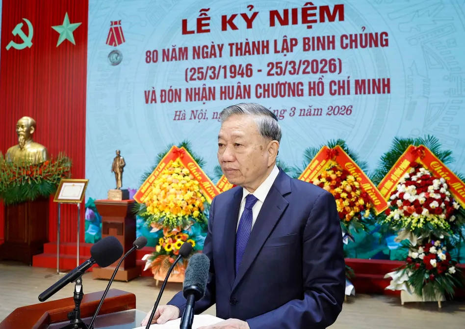 Tổng B&iacute; thư T&ocirc; L&acirc;m dự Lễ kỷ niệm 80 năm Ng&agrave;y th&agrave;nh lập Binh chủng C&ocirc;ng binh - Ảnh 1.