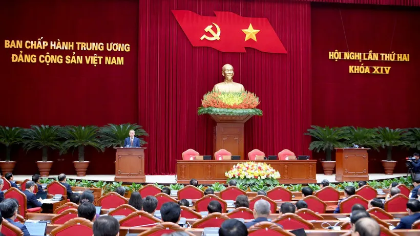 Thông cáo báo chí về ngày làm việc thứ ba và bế mạc Hội nghị Trung ương 2 khóa XIV - Ảnh 1.