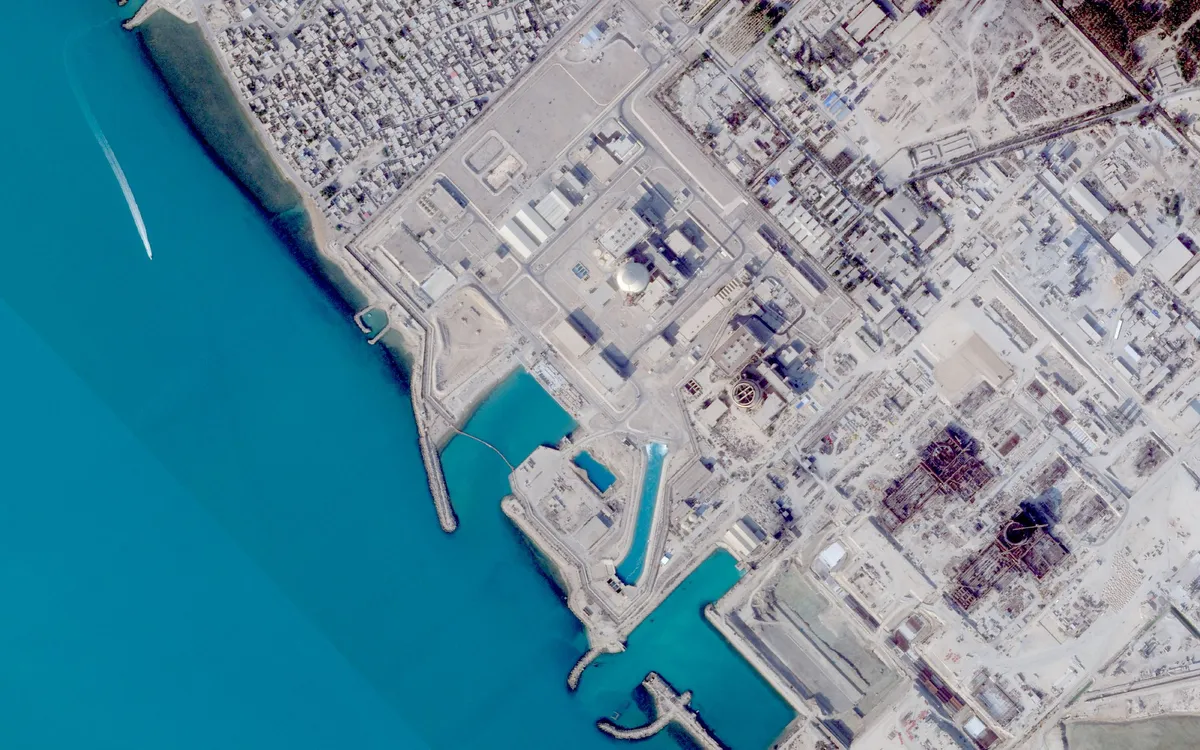 Ảnh vệ tinh từ Planet Labs PBC cho thấy nhà máy điện hạt nhân Bushehr ở Bushehr, Iran, ngày 7/12/2025
