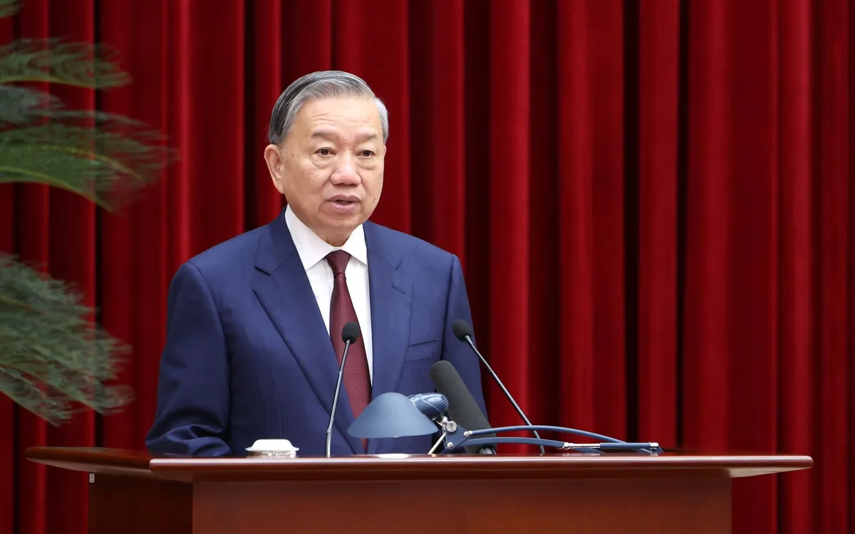 Tổng Bí thư Tô Lâm phát biểu bế mạc Hội nghị lần thứ 2 Ban Chấp hành Trung ương Đảng khoá XIV - Ảnh VGP