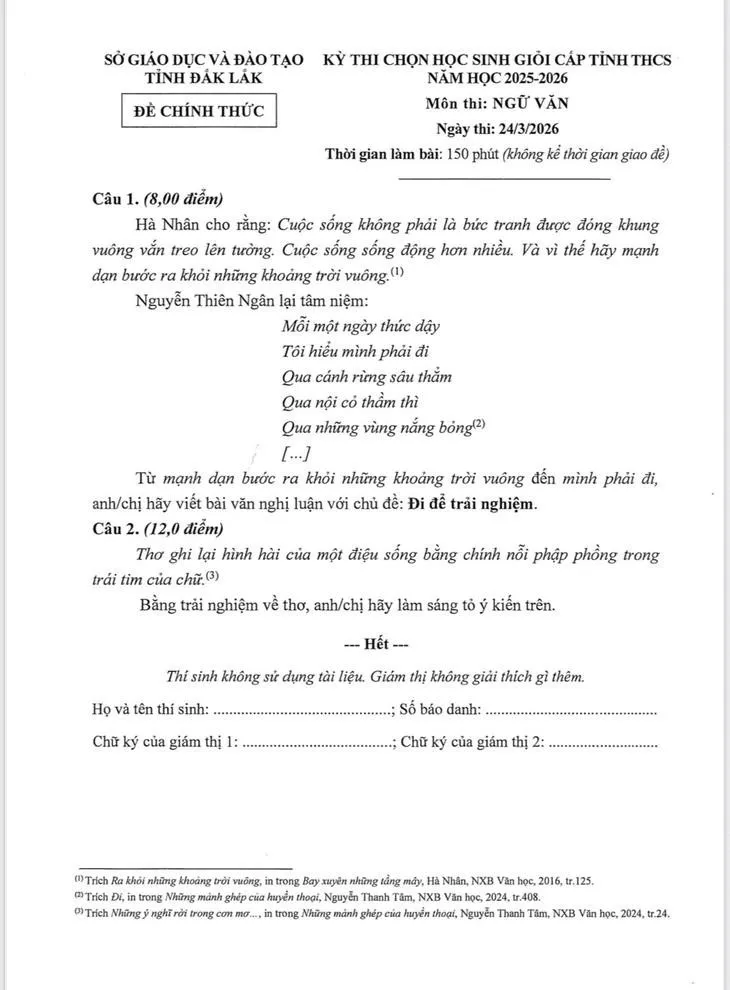 Đắk Lắk đề nghị c&ocirc;ng an l&agrave;m r&otilde; đề thi Ngữ văn bị chỉnh sửa tr&ecirc;n mạng - Ảnh 1.