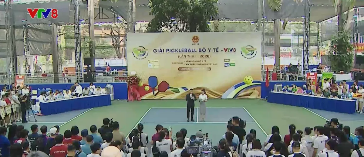 Kh&ocirc;ng kh&iacute; s&ocirc;i nổi ng&agrave;y đầu ti&ecirc;n Giải Pickleball Bộ Y tế - VTV8 lần thứ I năm 2026- Ảnh 2.