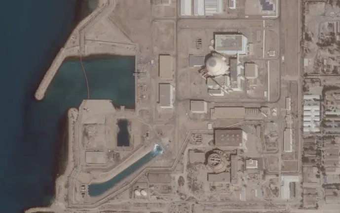 Ảnh vệ tinh chụp nhà máy điện hạt nhân Bushehr, ở tỉnh Bushehr, Iran, ngày 26/5/2025 (Ảnh: Planet Labs PBC/Handout)