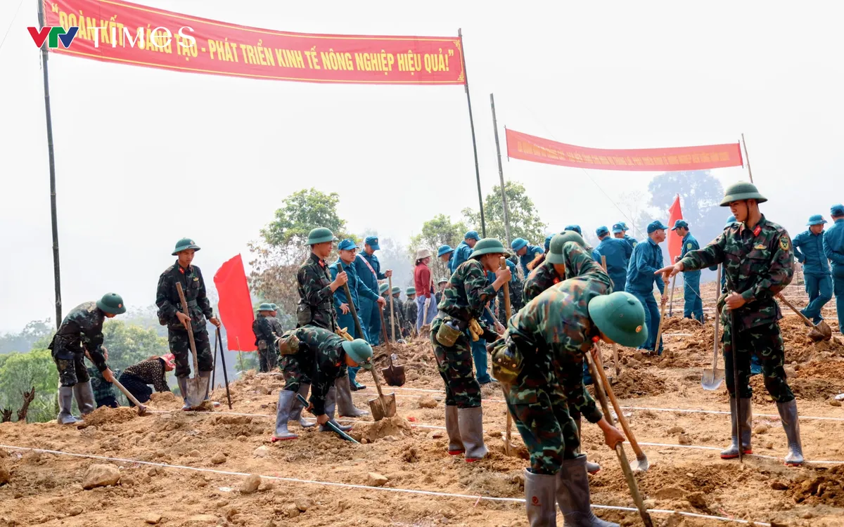 Khoảng 14.150 người tham gia lễ ra quân trồng cây cà phê, mắc ca và thử nghiệm mô hình phát triển kinh tế không gian tầm thấp năm 2026. Ảnh: NT