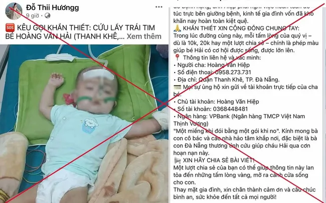 Bịa tin &ldquo;bắt c&oacute;c trẻ em&rdquo; để k&ecirc;u gọi chuyển tiền: Chi&ecirc;u lừa đảo tinh vi tr&ecirc;n Facebook- Ảnh 1.