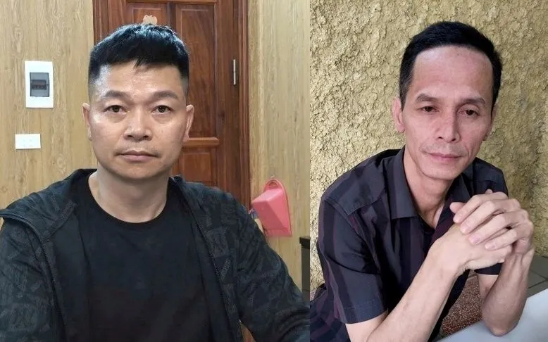  Bị can Nguyễn Tài Minh (trái) và Lưu Văn Tiến (phải). 