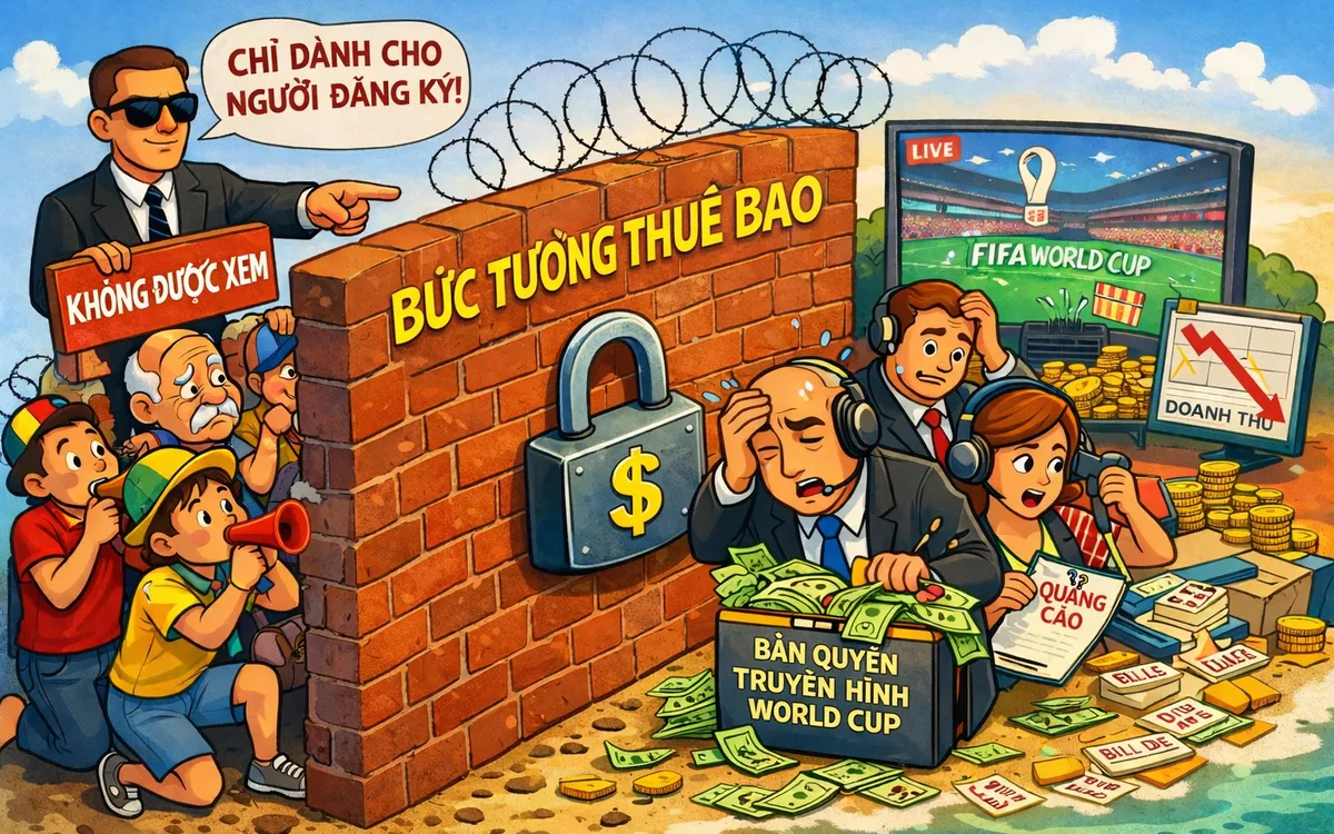 Khán giả không thể xem trọn vẹn World Cup bởi những đơn vị nắm giữ bản quyền cũng phải căng đầu tính toán để có doanh thu bù đắp chi phí (Ảnh minh hoạ được tạo bằng AI, không phản ánh hay mô tả về bất cứ cá nhân, tổ chức nào ngoài đời).