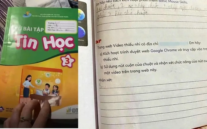 Cơ quan chức năng v&agrave;o cuộc vụ vở b&agrave;i tập lớp 3 chứa link "web đen"- Ảnh 1.