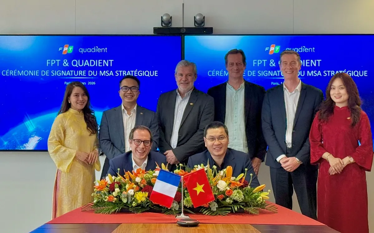 Lễ ký kết Thỏa thuận dịch vụ chính giữa FPT và Quadient diễn ra tại Paris, Pháp.