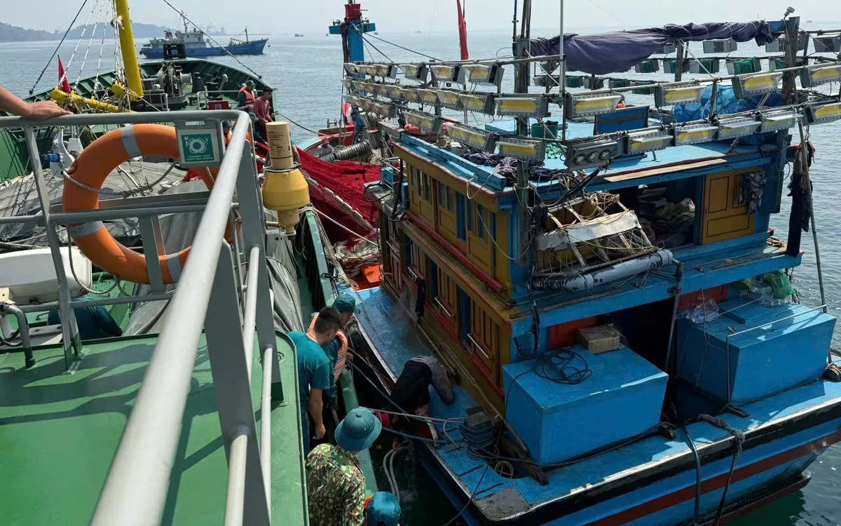 Hải đội Dân quân thường trực kịp thời cứu hộ tàu cá gặp nạn trên biển