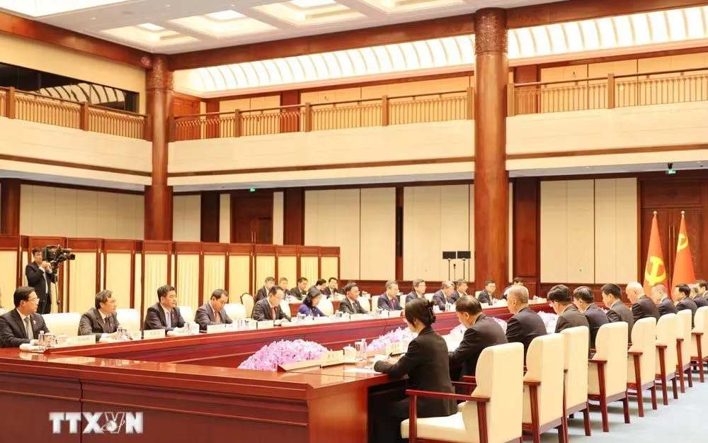 Toàn cảnh buổi hội đàm. (Ảnh: Công Tuyên/TTXVN)