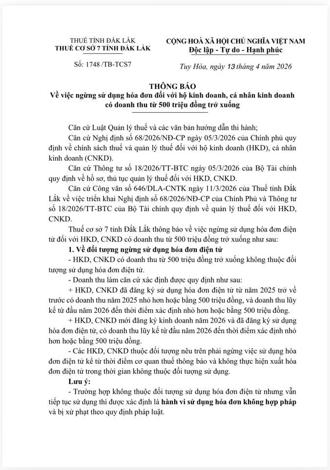 Doanh thu dưới 500 triệu đồng, hộ kinh doanh xuất h&oacute;a đơn điện tử c&oacute; bị phạt?- Ảnh 1.