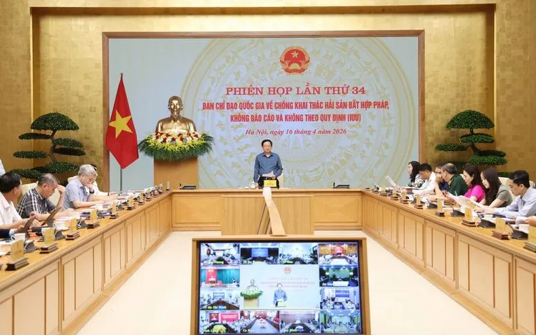 Phó Thủ tướng Hồ Quốc Dũng chủ trì phiên họp lần thứ 34 của Ban Chỉ đạo Quốc gia về chống khai thác IUU - Ảnh: VGP