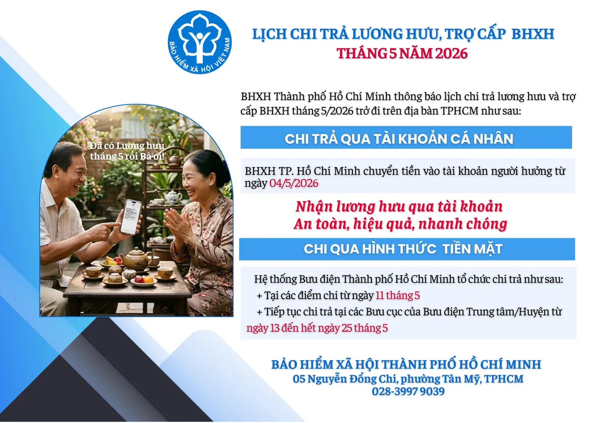 Lương hưu, trợ cấp th&aacute;ng 5 l&ugrave;i lịch sau kỳ nghỉ lễ 30/4, 1/5  - Ảnh 1.