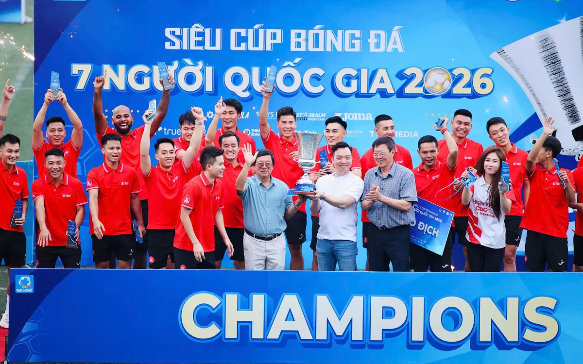 Thiên Khôi FC giành chức vô địch Siêu cúp giải bóng đá 7 người Quốc gia 2026 (Ảnh: Minh Hiếu)