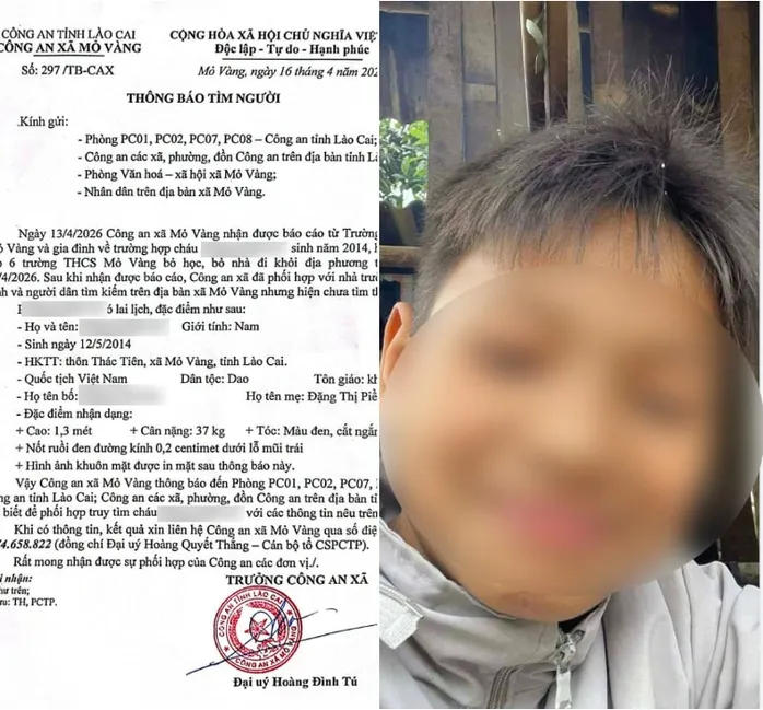 Nam sinh 12 tuổi ở L&agrave;o Cai mất t&iacute;ch b&iacute; ẩn nhiều ng&agrave;y - Ảnh 1.