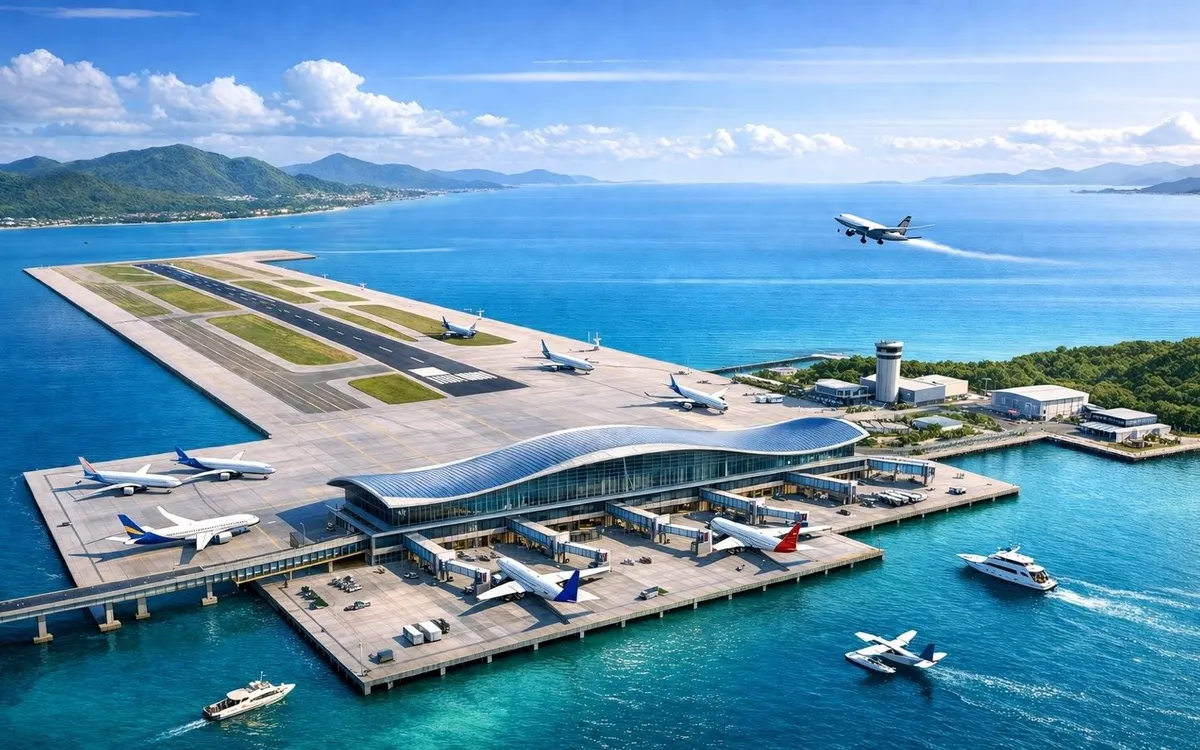 Sân bay Vân Phong được đề xuất xây dựng tại khu vực xã Vạn Thắng, tỉnh Khánh Hòa (khu vực huyện Vạn Ninh trước đây), cách TP Nha Trang khoảng 65km - Ảnh: Vẽ Al