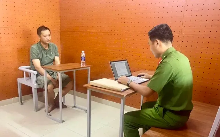 Đối tượng Nguyễn Thanh Cường tại cơ quan Công an    