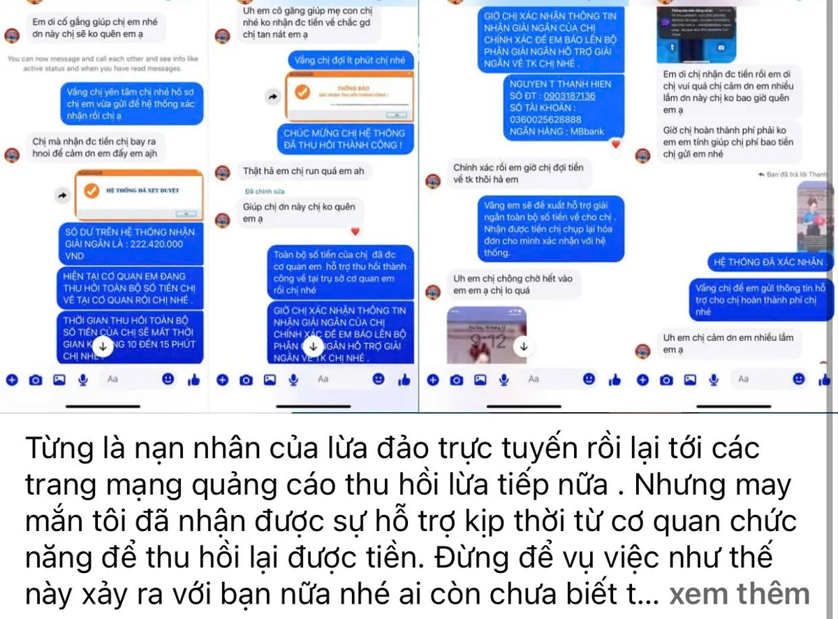 Cảnh gi&aacute;c thủ đoạn giả danh c&aacute;n bộ c&ocirc;ng an, luật sư &ldquo;hỗ trợ lấy lại tiền bị lừa đảo&rdquo; - Ảnh 1.