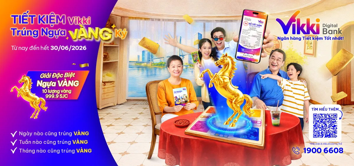 Tiết kiệm Vikki Tr&uacute;ng Ngựa V&agrave;ng k&yacute;: Cơ hội tr&uacute;ng giải đặc biệt 10 lượng v&agrave;ng SJC - Ảnh 2.