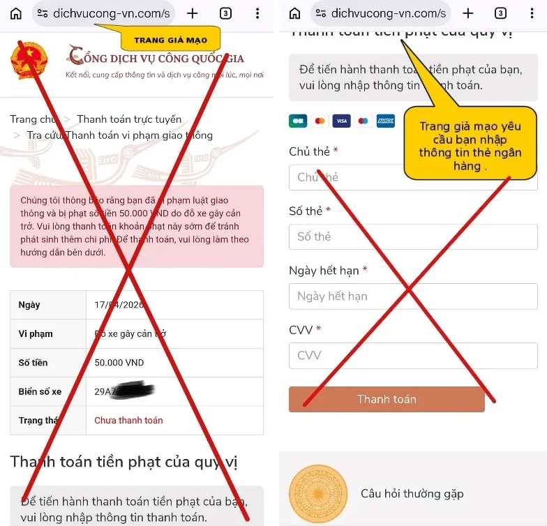 Cảnh b&aacute;o chi&ecirc;u tr&ograve; lừa đảo "phạt nguội" qua website giả mạo dịch vụ c&ocirc;ng  - Ảnh 2.