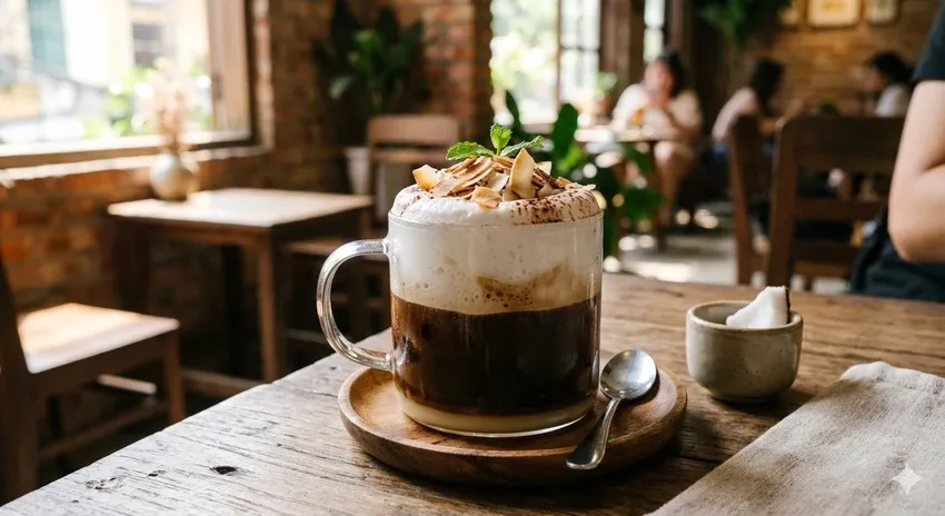 C&agrave; ph&ecirc; nước dừa th&agrave;nh thức uống &ldquo;g&acirc;y sốt&rdquo; m&ugrave;a h&egrave; v&igrave; vừa tỉnh t&aacute;o vừa b&ugrave; nước- Ảnh 1.