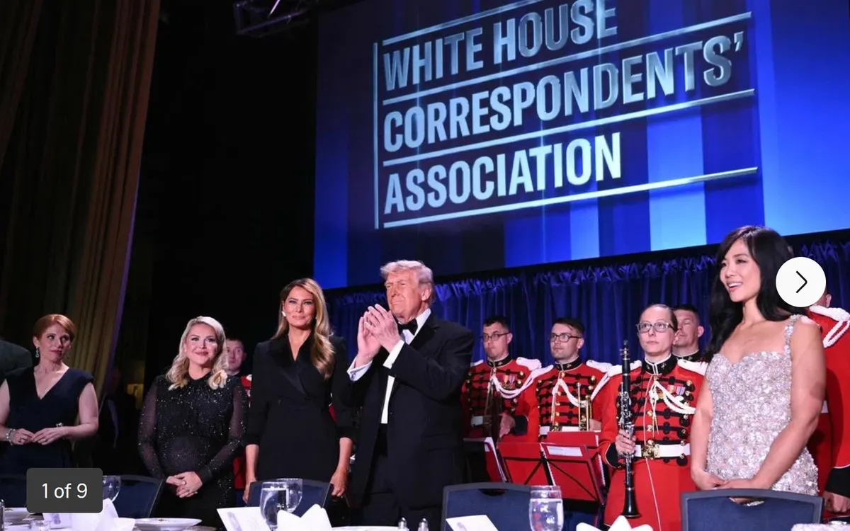 Tổng thống Donald Trump chủ trì buổi tiệc thường niên của Hiệp hội Phóng viên Nhà Trắng vào tối 25/4 (giờ Mỹ) (Ảnh: AFP)