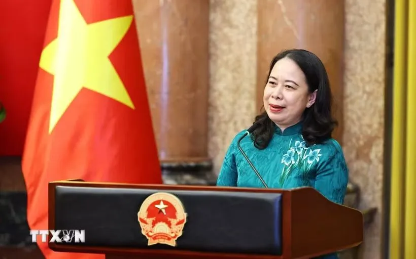 Phó Chủ tịch nước Võ Thị Ánh Xuân phát biểu. (Ảnh: Minh Đức/TTXVN)